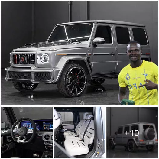 “Sensational Sadio Mané unveils the sleek 2023 Mercedes-Benz G 63z supercar in striking matte gray and pristine white interior”